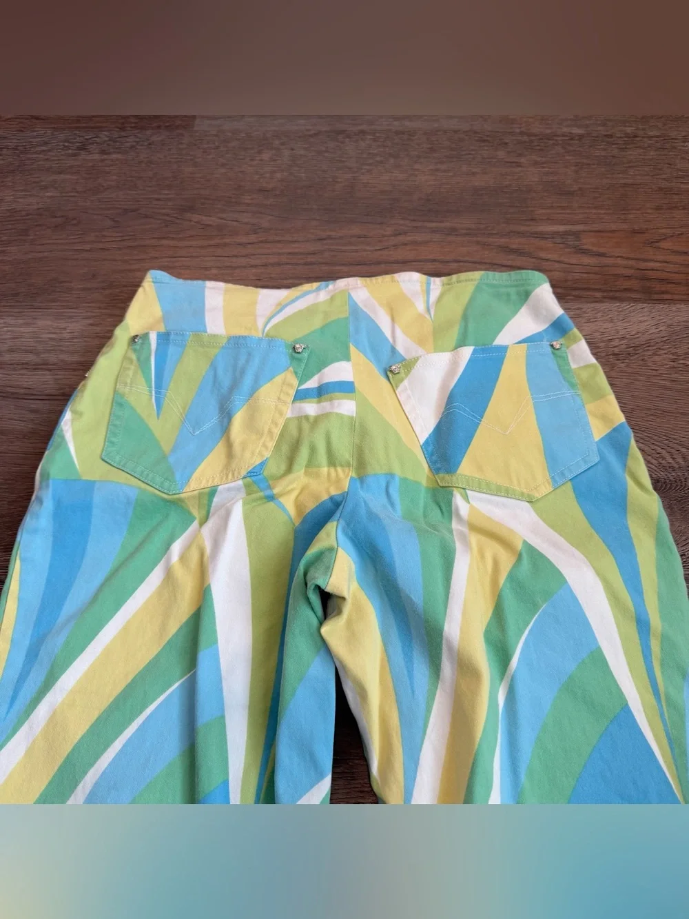 Versace Jeans Couture Vintage Multicolor Swirl Print Flare Trousers Size 28